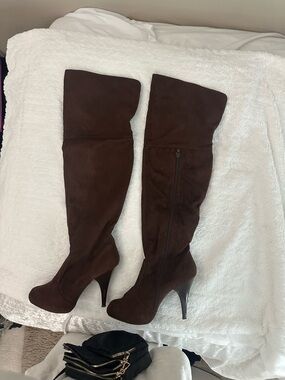 Brown Over-the-Knee High Heel Boots